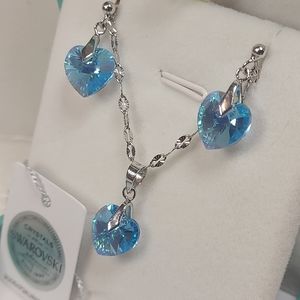 925 STERLING SILVER HEART SWAROVSKI  CRYSTAL  JEWELRY SET